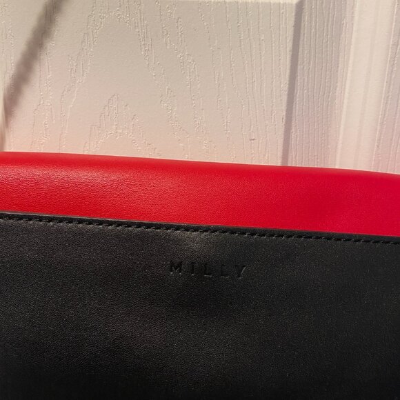 Milly Leopard, Red, and Black Leather Purse